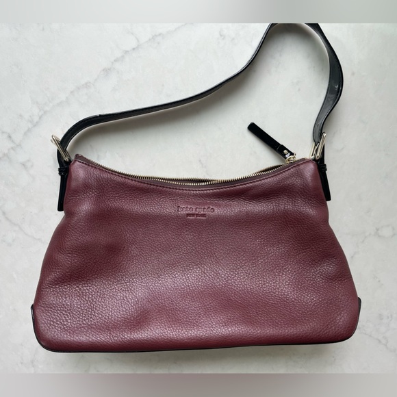 Kate Spade Burgundy Maroon Leather Hobo Style Shoulder Bag - Picture 1 of 7